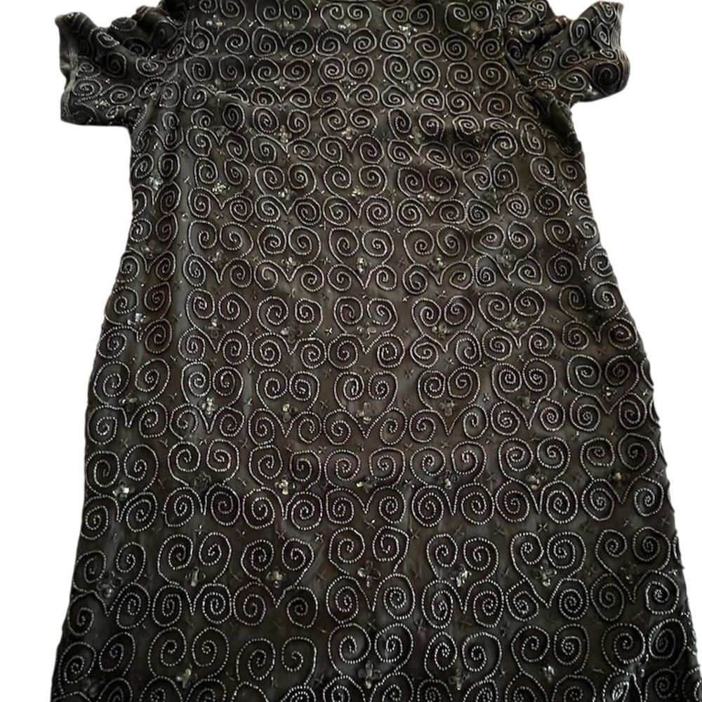 Stenay Plus Size 20 Black Beaded Silk Vintage Evening Dress‎